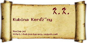 Kubina Kerény névjegykártya